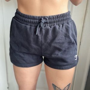 black gym shark drawstring shorts